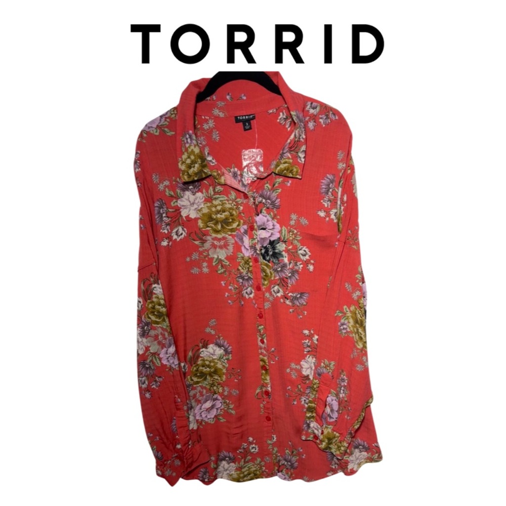 TORRID button-down patterned blouse sz 3
